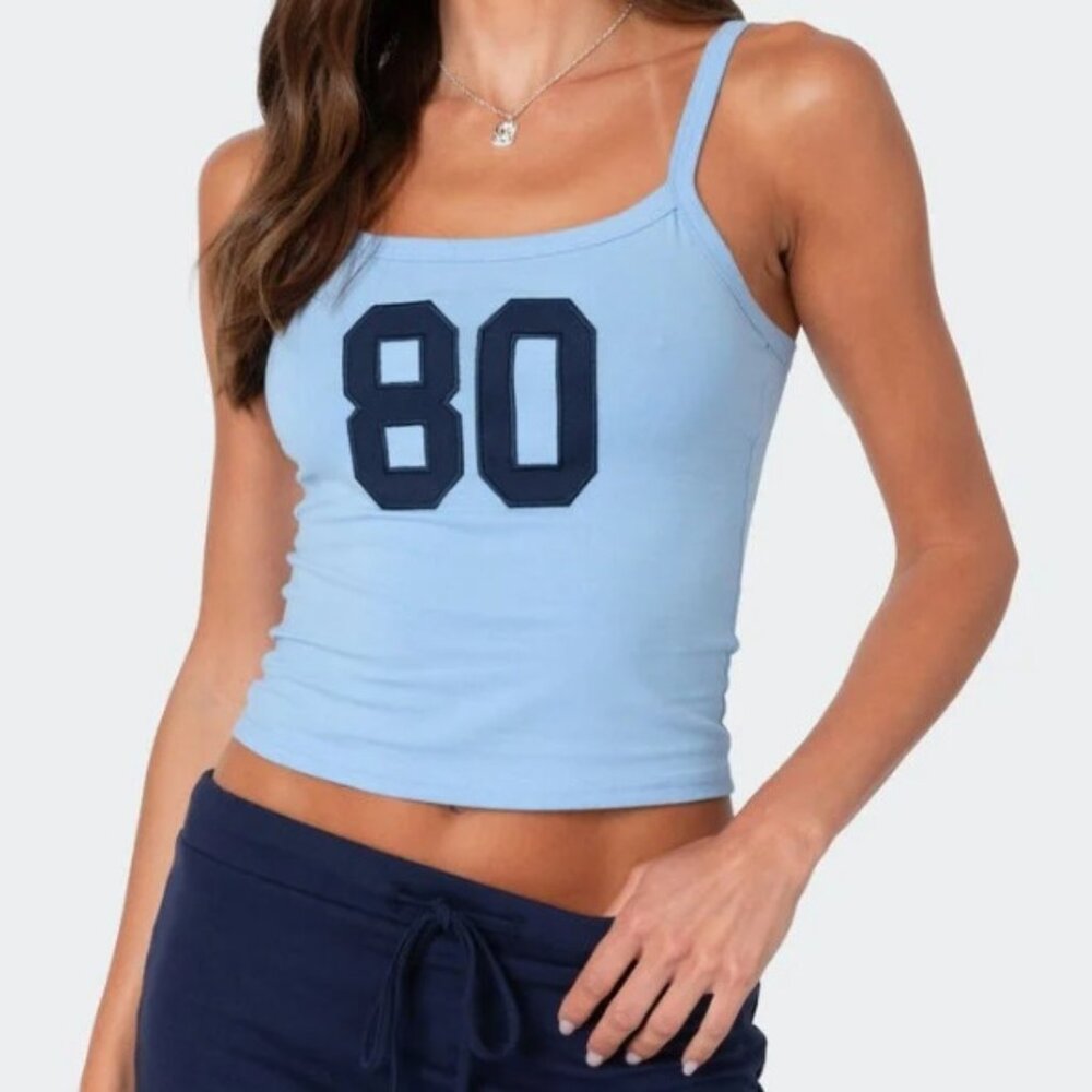 Women's Size XS Edikted '80s Babe Tank Top, Light Blue, New with Tags, NWT